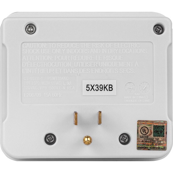 Main product image for RCA 3 Outlet AC Wall Tap with 1 USB-A port and 1 USB-C port 3.4A125-453